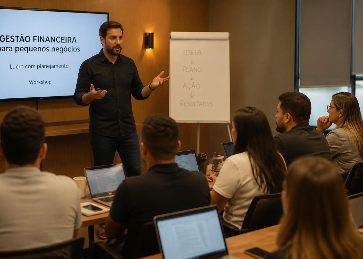Palestrante em workshop de gestão para empresários